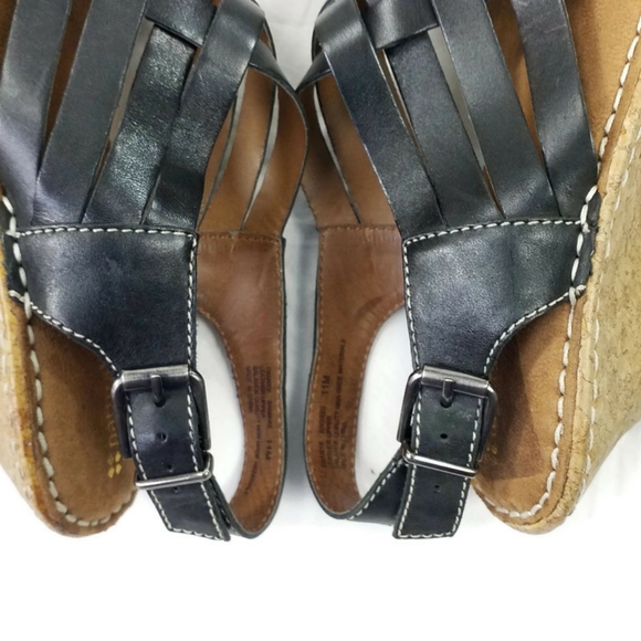 Naturalizer Thanya Black Leather Criss Cross Cork Platform Sandals Womens 11 - Picture 7 of 11